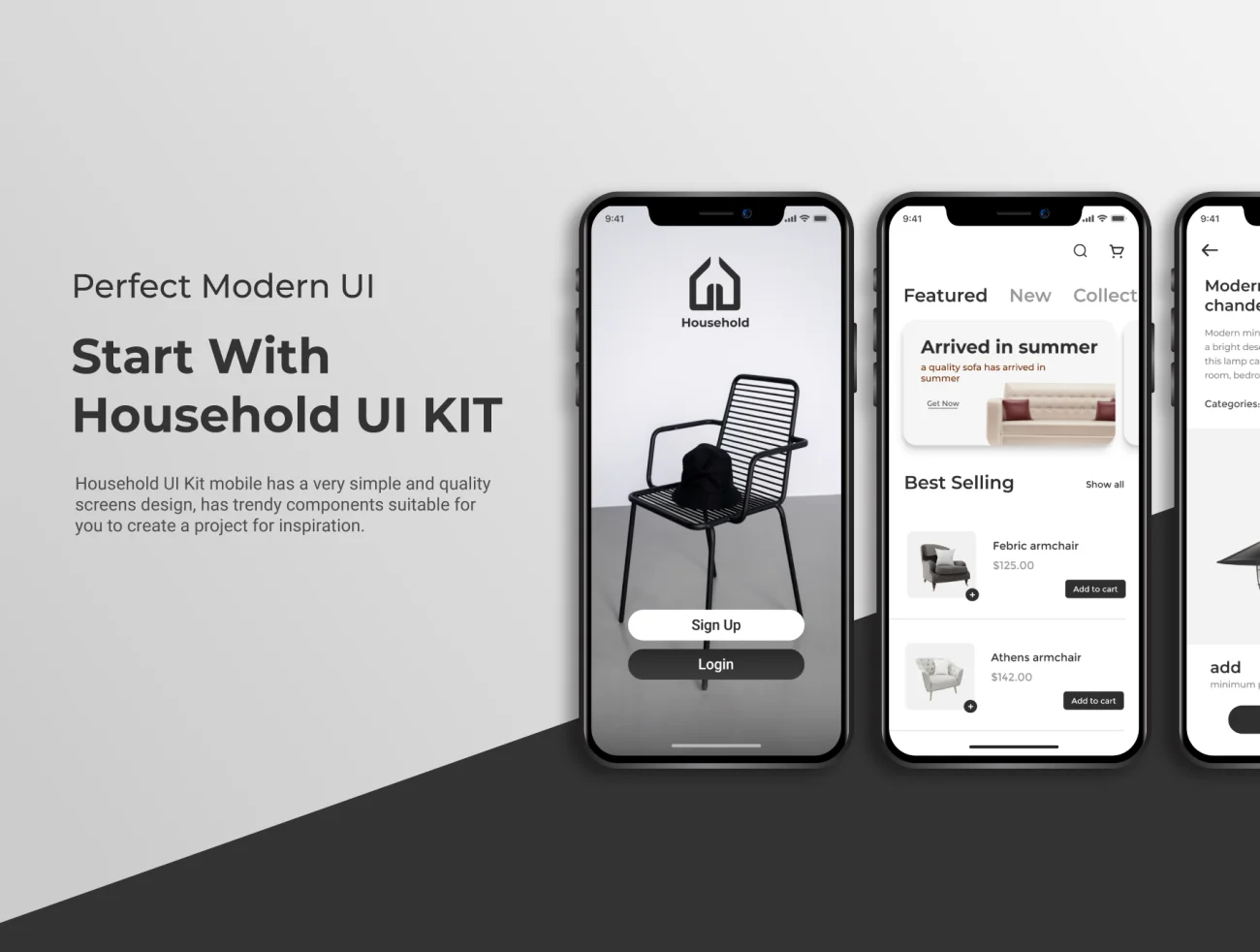 31屏家居家具应用UI设计套件 Household - Furniture Application Mobile UI Kit .figma-UI/UX、ui套件、主页、付款、列表、卡片式、图表、应用、表单、详情-到位啦UI