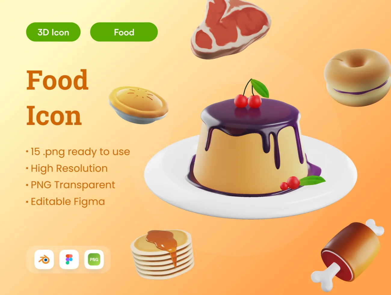 15款小吃快餐3D美食插图模型 Snack 3D Illustration .blender .figma插图1