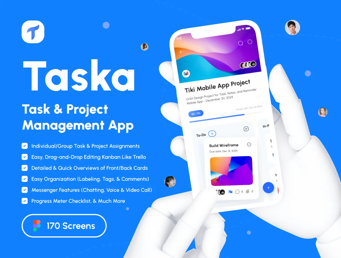170屏日程管理应用程序UI套件 Taska – Task & Project Management App UI Kit .figma插图1