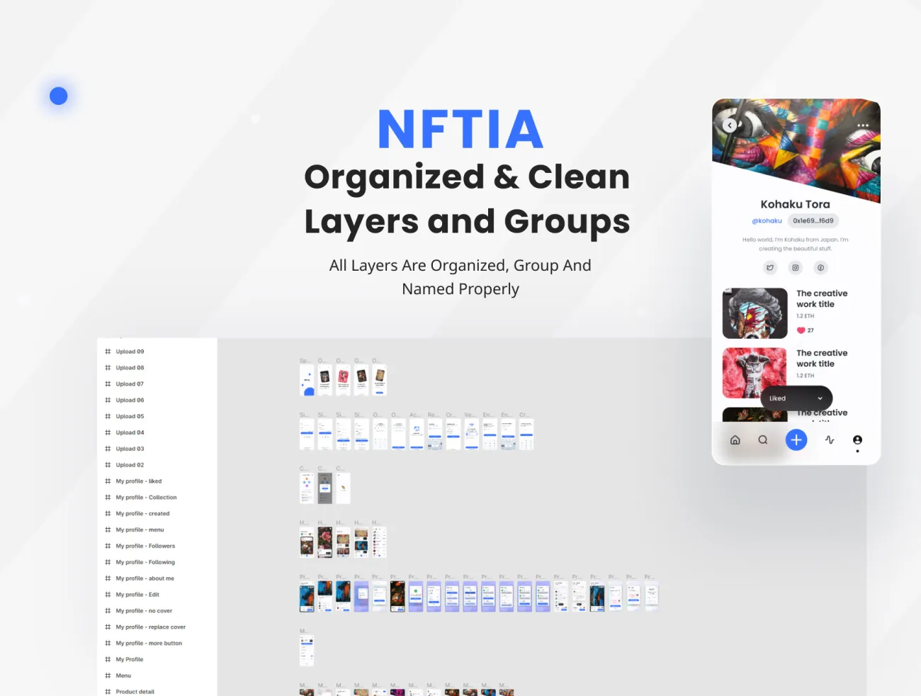 65屏NFT交易平台UI设计工具包 NFTIA – NFT App UI Kit .figma插图7