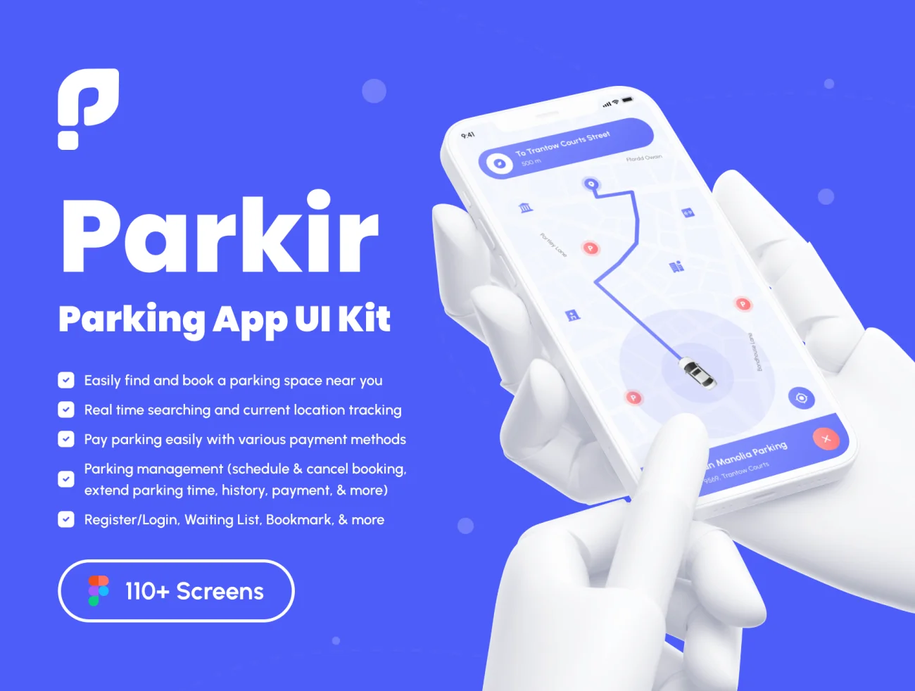 110屏停车应用程序UI套件 Parkir – Parking App UI Kit .figma插图1