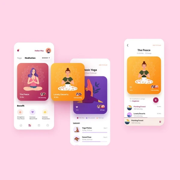 运动瑜伽应用UI设计套件 May - Yoga & Meditation Mobile App UX, UI Template .xd .psd