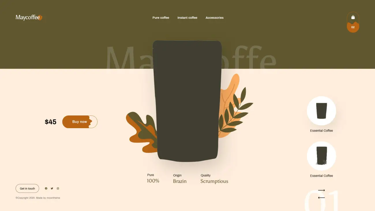 咖啡店网站模板 MayCoffee – Coffee Store Template .xd .psd插图1