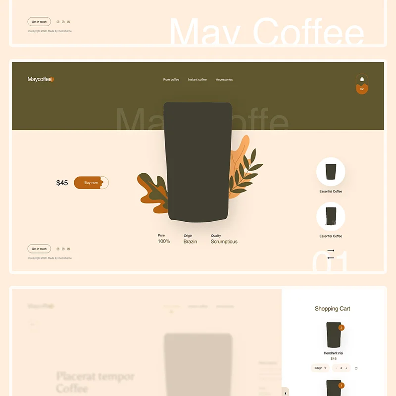 咖啡店网站模板 MayCoffee - Coffee Store Template .xd .psd缩略图到位啦UI
