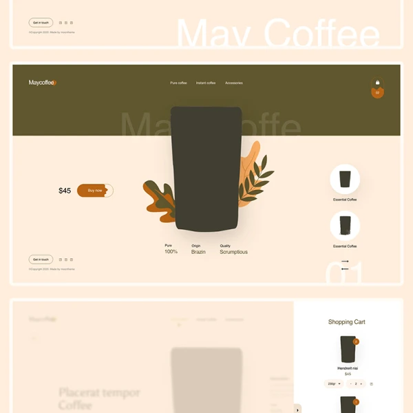 咖啡店网站模板 MayCoffee - Coffee Store Template .xd .psd