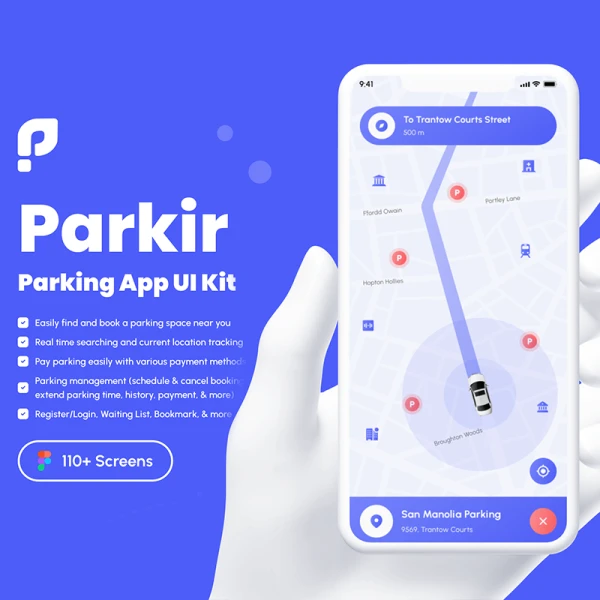 110屏停车应用程序UI套件 Parkir - Parking App UI Kit .figma