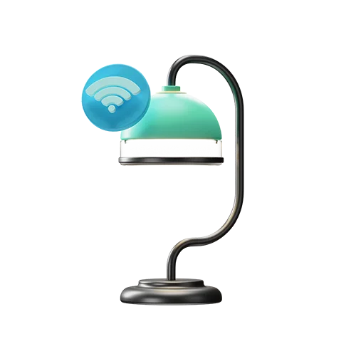 台灯智能技术安全数字3D图标 desk-lamp smart technology security digital icon