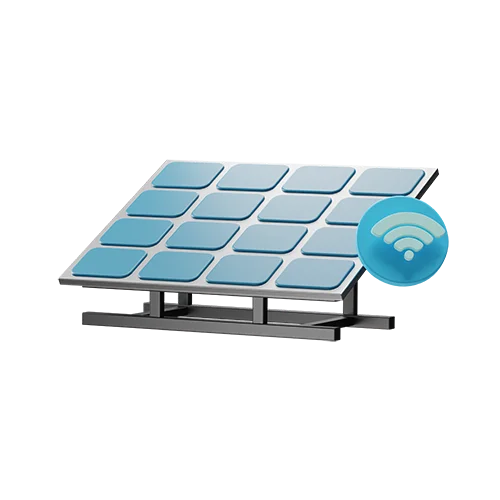 太阳能面板智能技术安全3D图标 solar panels smart technology security icon