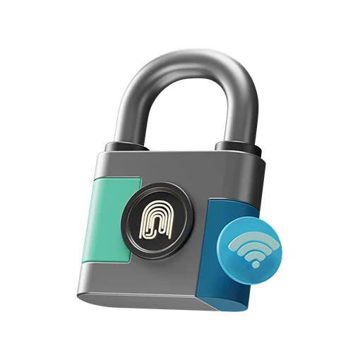挂锁钥匙智能技术安全3D图标 padlock key smart technology security icon