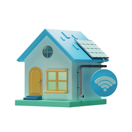 智能家庭技术安全数字3D图标 smart home technology security digital icon