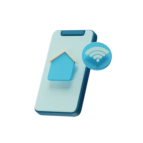 智能家庭电话技术安全3D图标 smart home phone technology security icon