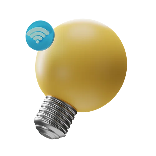 灯泡智能技术安全数字3D图标 bulb smart technology security digital icon