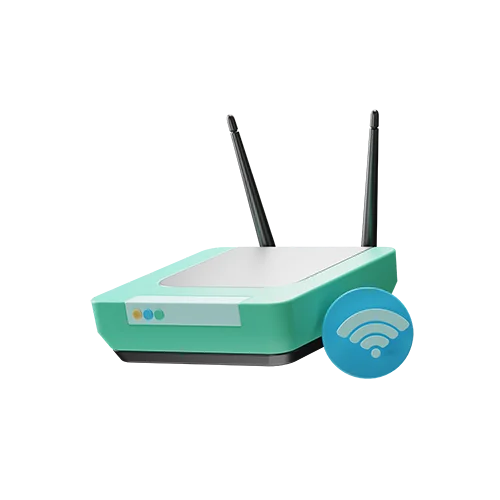 路由器智能技术安全数字3D图标 router smart technology security digital icon