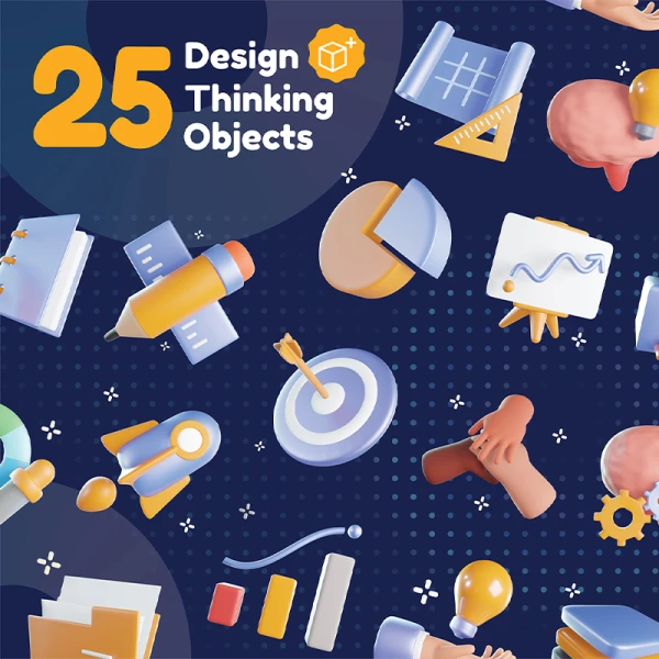 设计思维3D图标模型素材 Design Thinking 3D Icons .keynote .psd