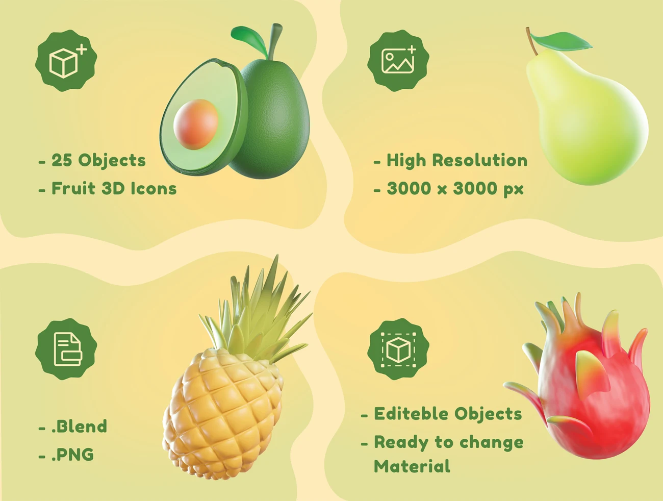3D水果高精度模型25款 Fruit 3D Icons .blender .psd插图3