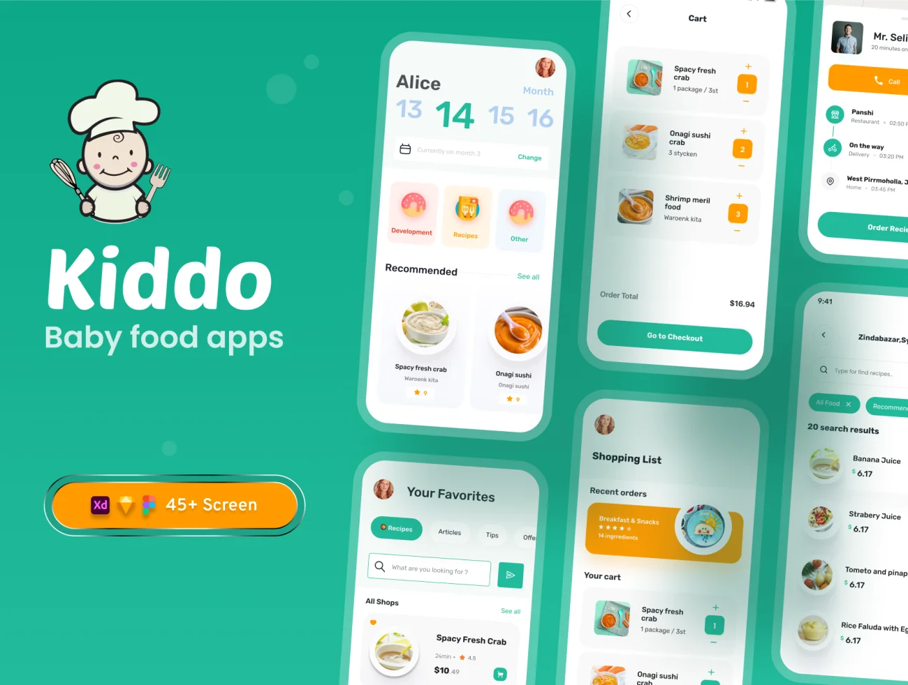 儿童食品代餐网购点餐平台应用UI设计套件45屏 Baby Food Apps UI Kit .figma插图1