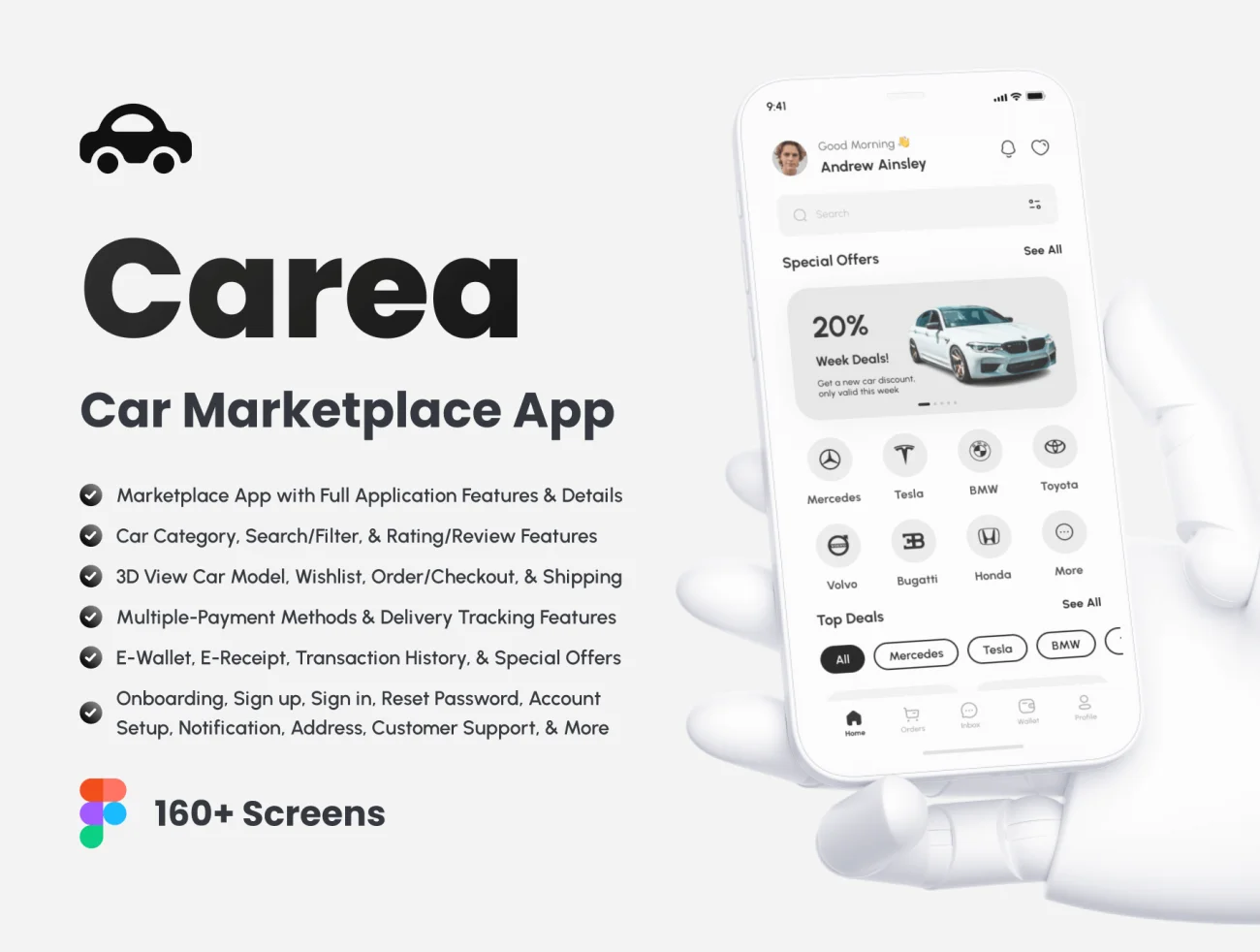 汽车市场销售平台应用程序 UI 套件150屏 Carea – Car Marketplace App UI Ki .figma插图1