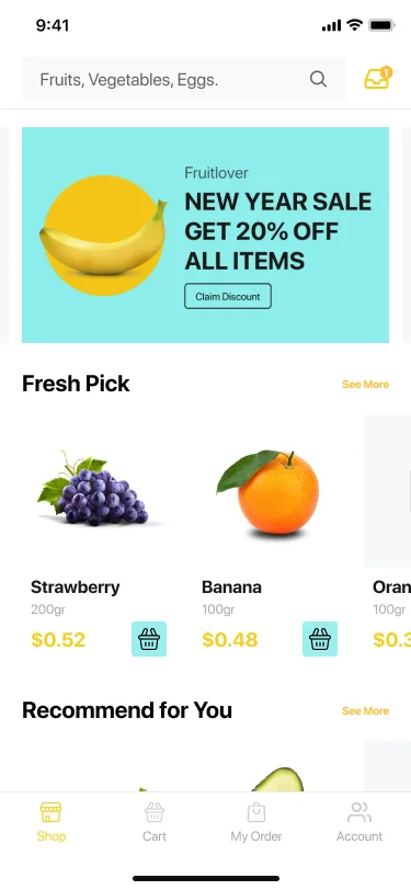 10屏水果网购手机应用UI套件 Fruitlover- Groceries App UI Kit .figma .sketch .xd插图17