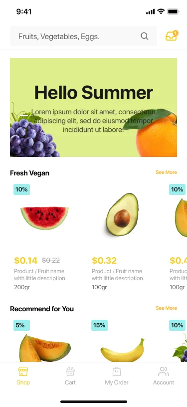 10屏水果网购手机应用UI套件 Fruitlover- Groceries App UI Kit .figma .sketch .xd插图3