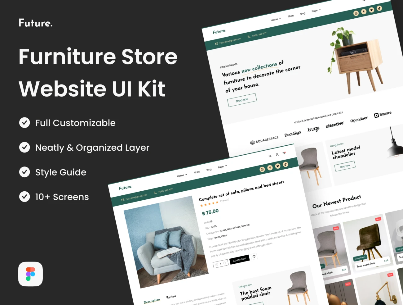 家具店网站UI套件10屏 Future – Furniture Store Website UI Kit .figma插图1