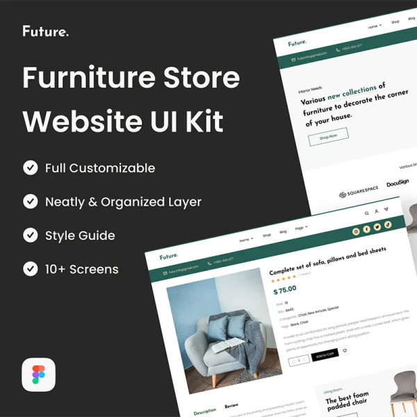 家具店网站UI套件10屏 Future - Furniture Store Website UI Kit .figma
