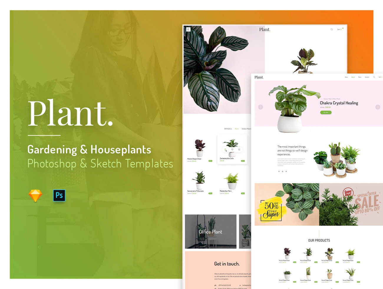 38款植物展示网站模板 Plant – Gardening & Houseplants .sketch .psd插图1