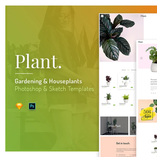 38款植物展示网站模板 Plant - Gardening & Houseplants .sketch .psd