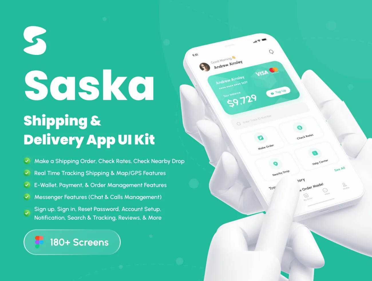 物流运输快递交付配送信息应用程序UI套件180屏 Saska – Shipping & Delivery App UI Kit .figma插图1