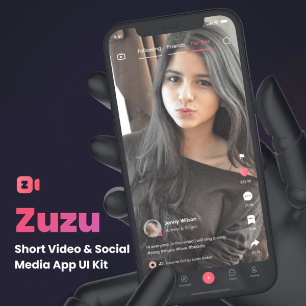短视频社交平台应用程序UI设计套件170屏 Zuzu - Short Video & Social Media App UI Kit .figma