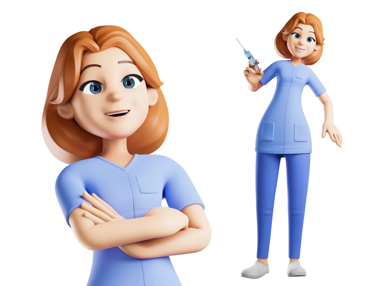 高质量医疗护士3D模型图标47款 3D Character Nurse Figma - Blender UI KIT .blender .psd .figma-3D/图标-到位啦UI