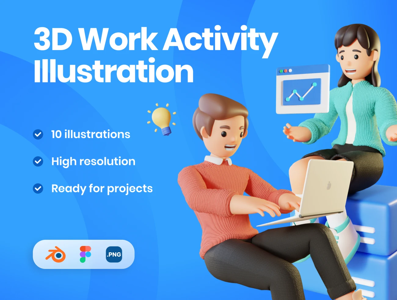 工作办公人物场景3D模型图标10款 3D Work Activity Illustration Pack .blender .figma .png-3D/图标、人物插画、场景插画、学习生活、插画、插画功能、插画风格、职场办公、营销创业-到位啦UI