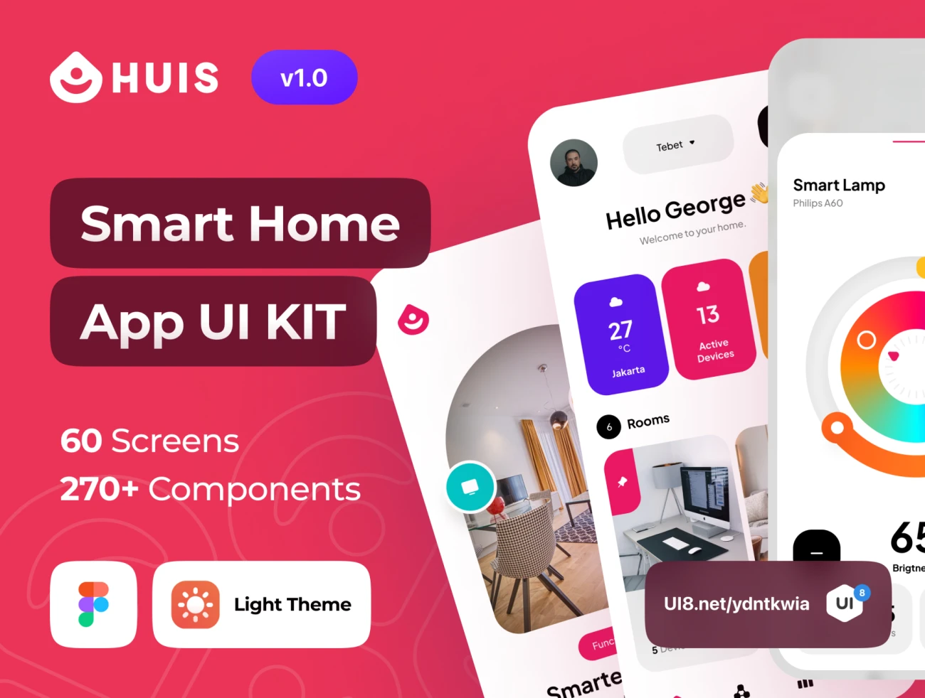 智能家居应用程序 UI 套件60屏 Huis - Smart Home App UI Kit .figma-UI/UX、ui套件、主页、列表、卡片式、应用、数据可视化-仪表板、表单-到位啦UI