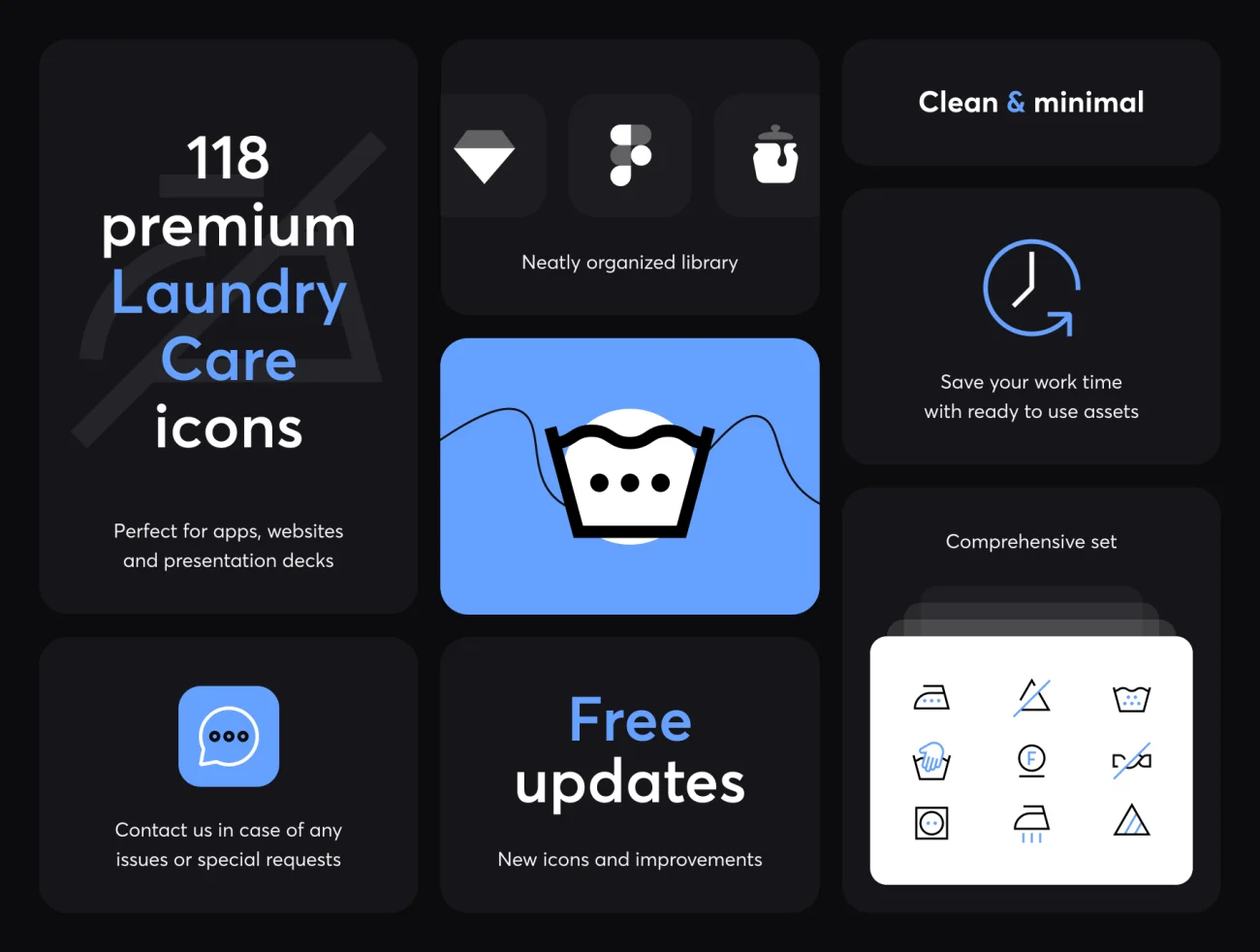 118款洗衣护理图标 Laundry Care - Premium Icons .png .html .figma .ai .ppt-3D/图标-到位啦UI