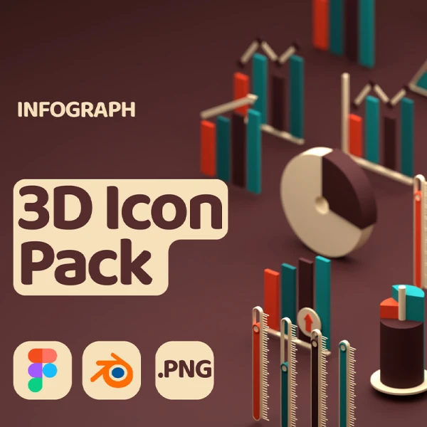 3D信息图数据可视化模型图标18款 3D Icon Infograph .blender .figma