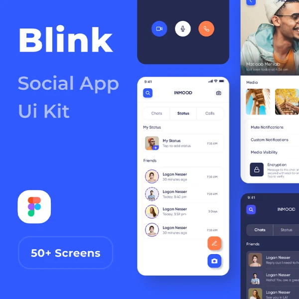 社交应用程序UI套件50屏 Blink Social App Ui Kit .figma