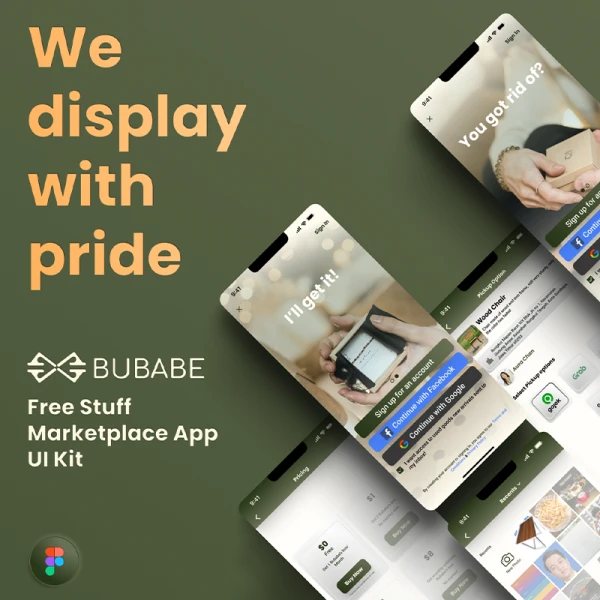 购物平台市场应用程序UI工具包190屏 Bubabe - Free Stuff Marketplace App UI Kit .figma