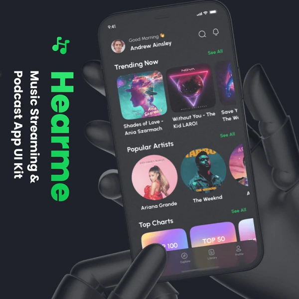 音乐流媒体播客应用程序 UI 套件160屏 Hearme - Music Streaming _ Podcast App UI Kit .figma