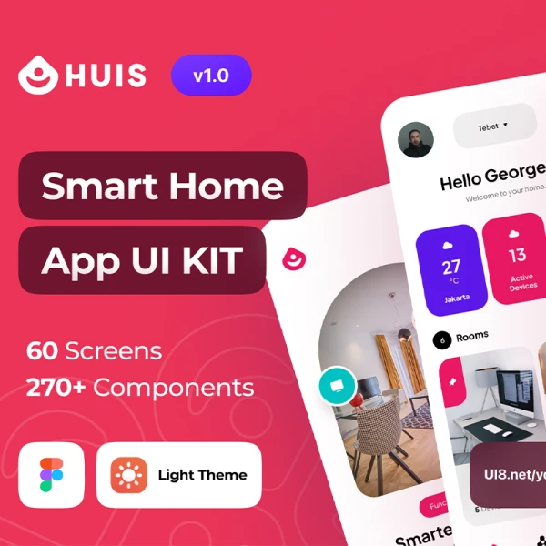智能家居应用程序 UI 套件60屏 Huis - Smart Home App UI Kit .figma
