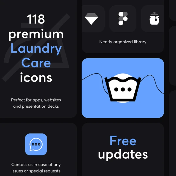 118款洗衣护理图标 Laundry Care - Premium Icons .png .html .figma .ai .ppt