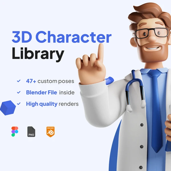 46款医生3D图标模型 3D Character Doctor Installment Figma .blender .png