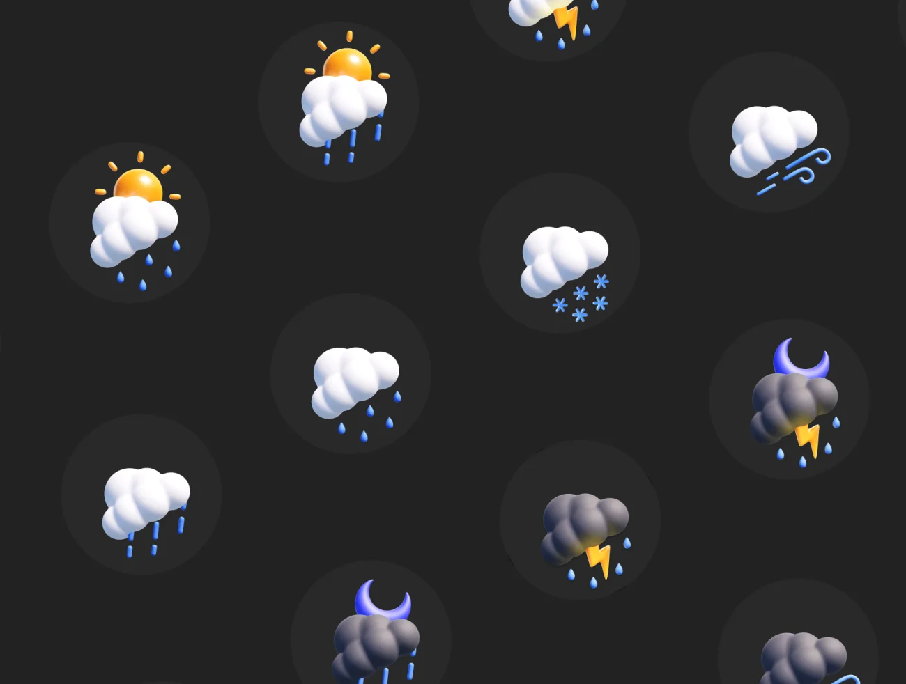 可爱天气图标3D模型60款 Weather 3D Icon Pack .blender .figma .png-3D/图标-到位啦UI