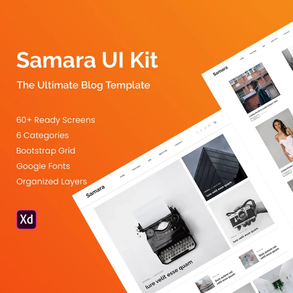 60页个人博客网站模板 Samara - Blog UI Kit .xd