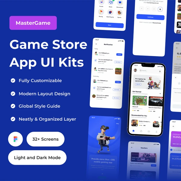 游戏商店应用程序 UI 套件32屏 MasterGame - Game Store App UI Kit .figma