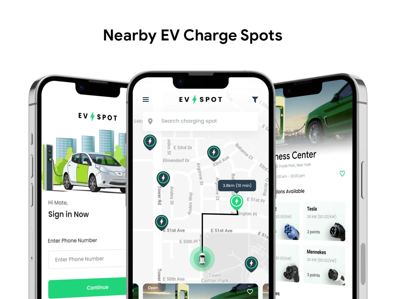 现代艾尼氪寻找附近的电动汽车充电站应用UI设计套件 EV Charging Station Finder App UI .xd-UI/UX、ui套件、主页、出行、列表、卡片式、应用-到位啦UI