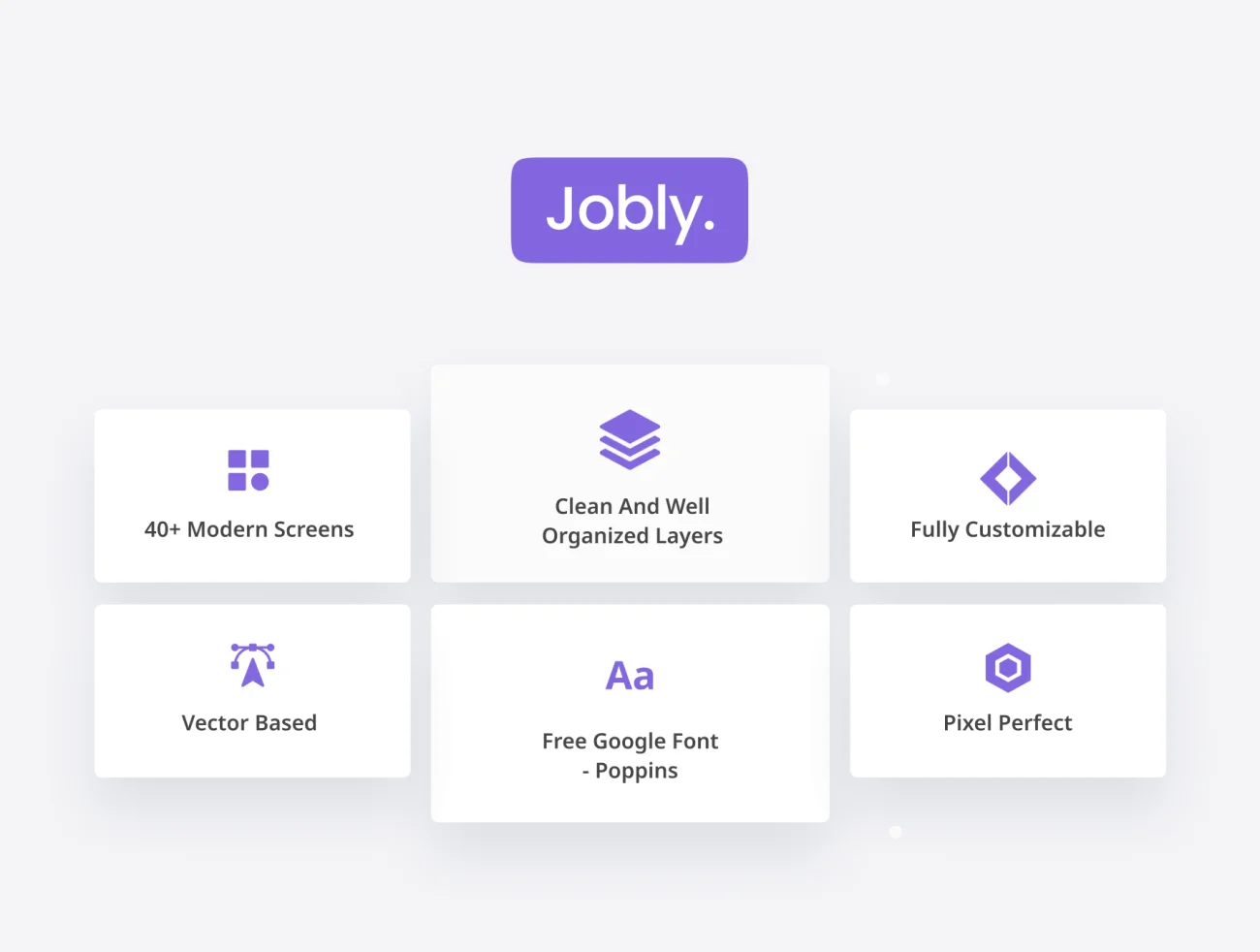 35屏求职招聘应用UI设计套件素材 Jobly - Job Finder App UI KIT .figma-UI/UX、ui套件、主页、介绍、卡片式、图表、应用、聊天、表单-到位啦UI