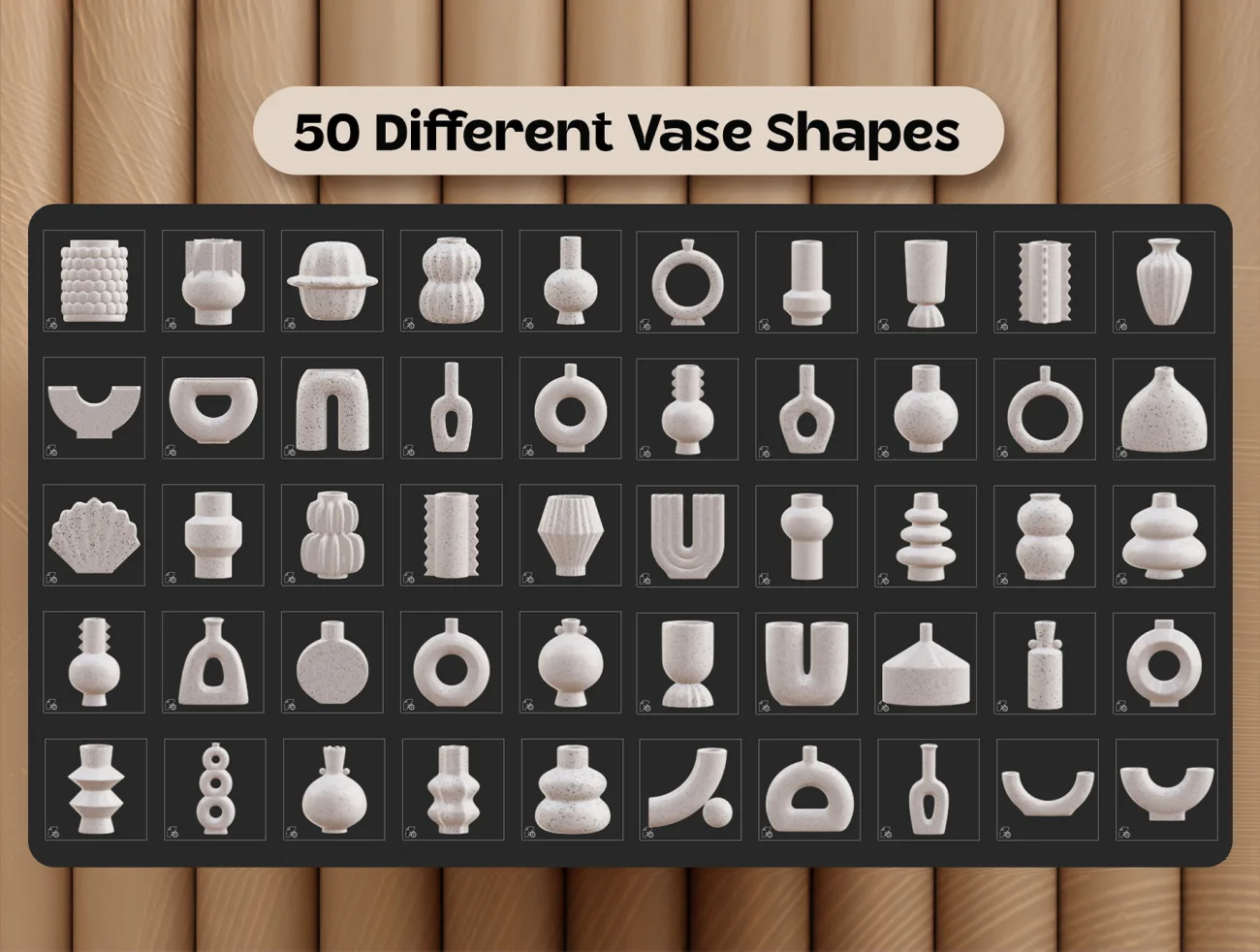 50款适用于procreate不同样式3D陶瓷花瓶模型笔刷配色参考素材 Procreate Ceramic Vases 3D .procreate-3D/图标-到位啦UI