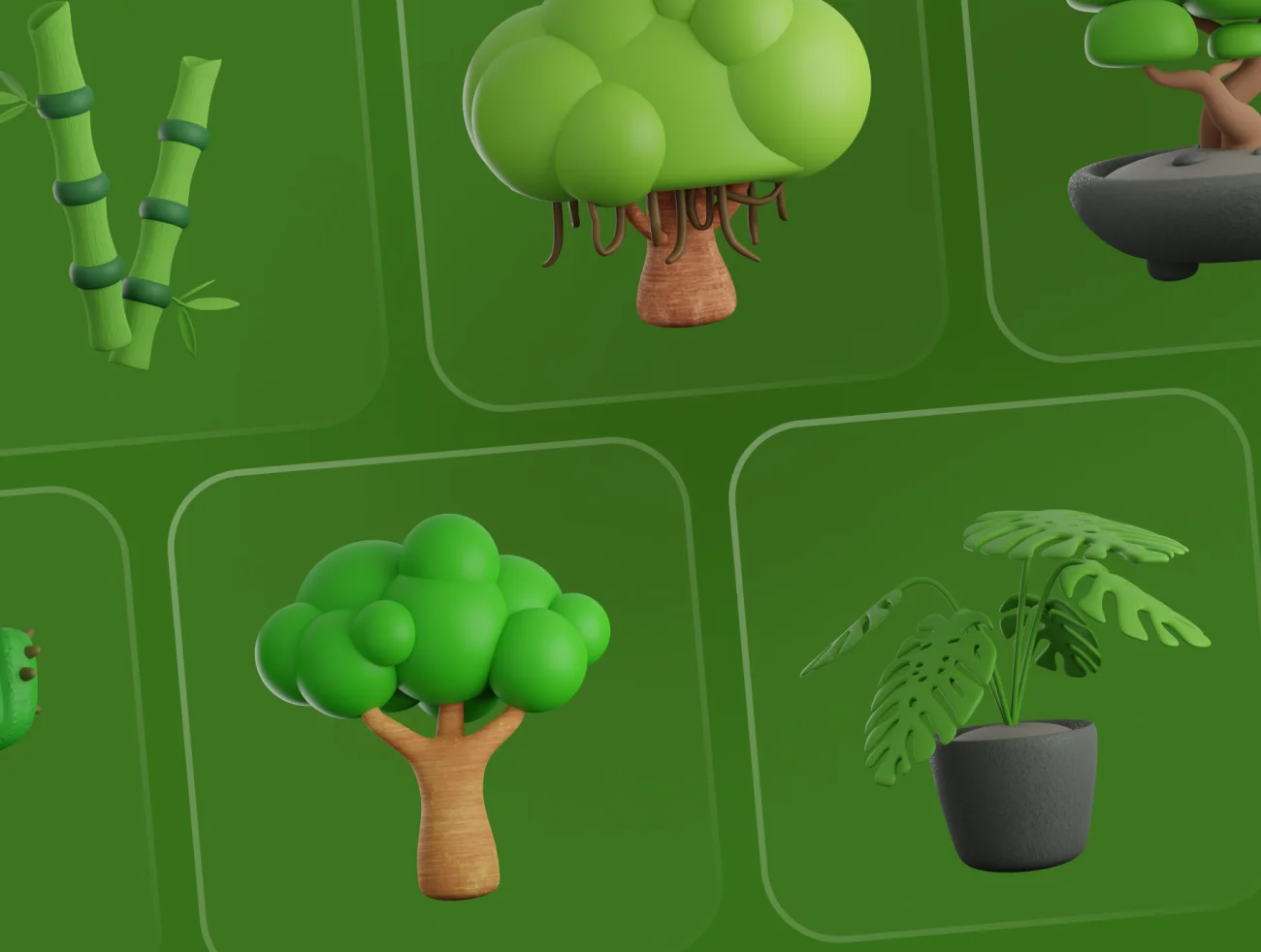 10款树木植物3D图标模型素材 Treeby - Tree & Plant 3D Icon Set .blender .figma .png-3D/图标-到位啦UI