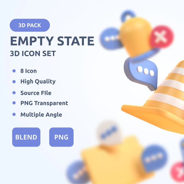 8款空状态3D图标模型素材下载 Empty State 3D Icon Set .blender .png