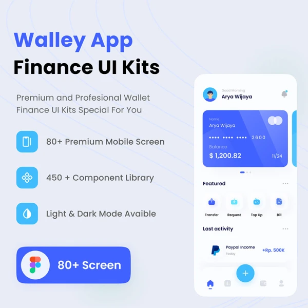 80屏电子钱包记账应用UI设计套件 Walley - Wallet Finance App .figma