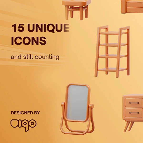 15款家居衣柜书桌3D图标模型 MYFURNITURE- 3D Furniture Icons .blender